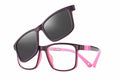 Yupiie YP-C1015 Kids Eyeglasses with Clip-On Sunglasses - Plum / Pink