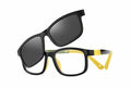Yupiie YP-C1018 Kids Eyeglasses with Clip-On Sunglasses - Black / Yellow