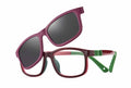 Yupiie YP-C1018 Kids Eyeglasses with Clip-On Sunglasses - Burgundy / Green