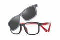Yupiie YP-C1018 Kids Eyeglasses with Clip-On Sunglasses - Grey / Red