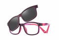 Yupiie YP-C1018 Kids Eyeglasses with Clip-On Sunglasses - Plum / Pink